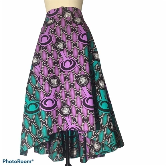 Nwot 𝅺AFRICAN Print 001 High Low Fully Lined W/ Pockets Skirt - Picture 1 of 1
